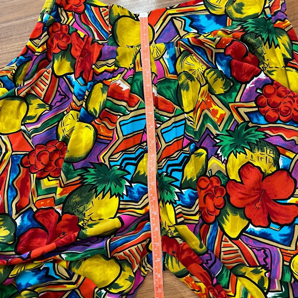 Vintage 80s Pant Set Size L Tropical Fruity Bright - Picture 11 of 16